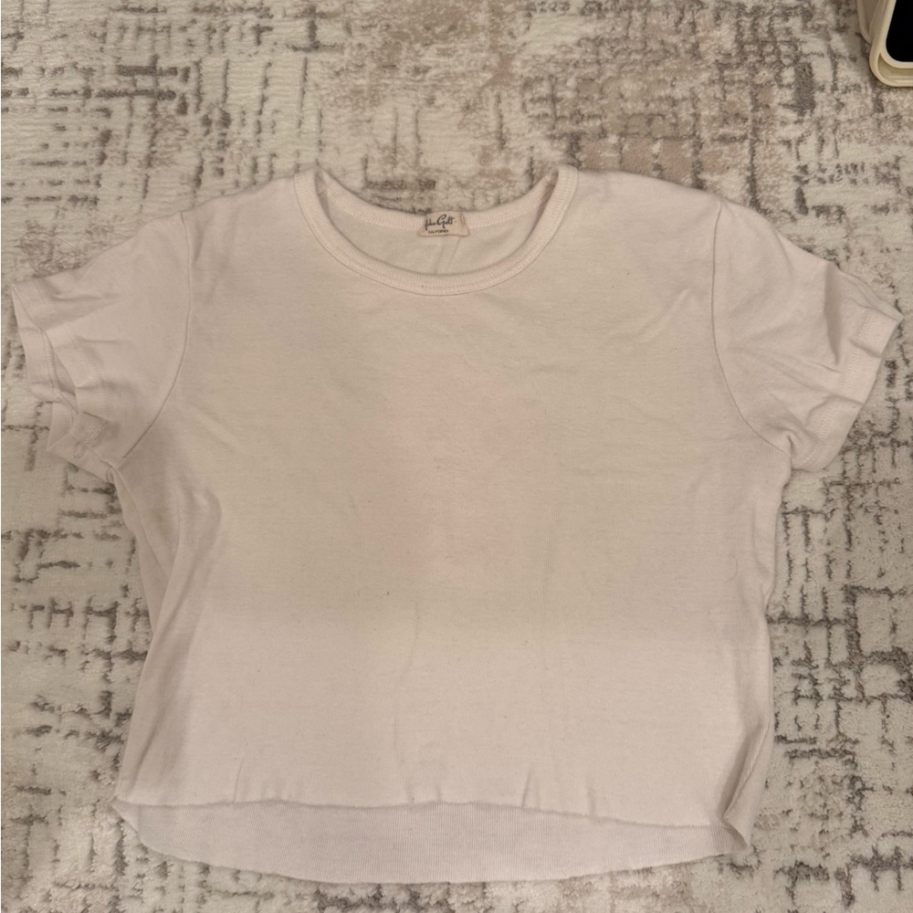 Brandy Melville White Short Sleeve Crop Tee